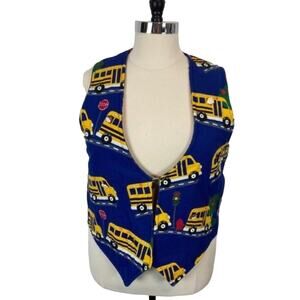 ABC Teacher Vest Handmade School Bus Americana 1X Novelty Kitsch Reversible Fun!